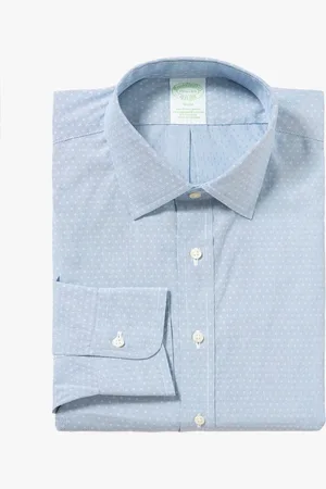 Brooks Brothers Camisa De Vestir De Algodón Elástico Azul Claro Non-iron Corte Slim Con Cuello Ainsley - Hombre Camisas De Vestir 15