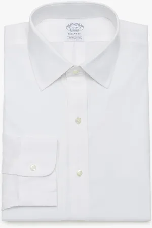 Brooks Brothers Camisa Blanca Pastel Regular Fit Non-iron De Algodón Con Cuello Ainsley - Hombre Camisas De Vestir 14h