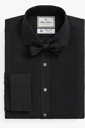 Brooks Brothers Camisa De Esmoquin X Thomas Mason Negra De Algodón Con Plisado Suizo En La Parte Delantera Y Cuello Inglés - Hombre Camisas De Vestir 16