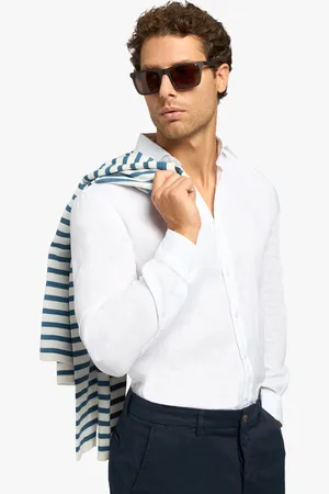 Brooks Brothers Camisa De Lino De Corte Slim Con Cuello Extendido - Hombre Camisetas Deportivas Xs