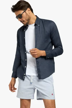 Brooks Brothers Camisa De Lino De Corte Slim Con Cuello Button-down - Hombre Camisetas Deportivas Xs