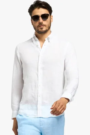 Brooks Brothers Camisa De Lino De Corte Slim Con Cuello Button-down - Hombre Camisetas Deportivas Xs