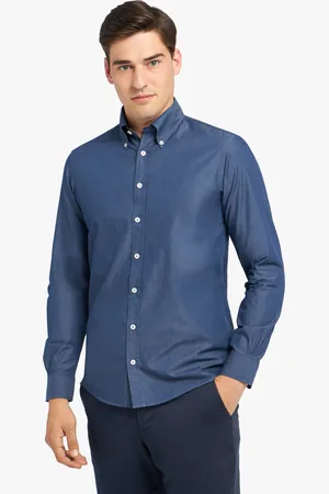 Brooks Brothers Camisa De Twill De Mezclilla De Corte Slim Con Cuello Button-down - Hombre Camisetas Deportivas Xs
