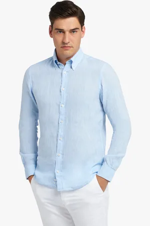 Brooks Brothers Camisa De Lino De Corte Slim Con Cuello Button-down - Hombre Camisetas Deportivas Xs