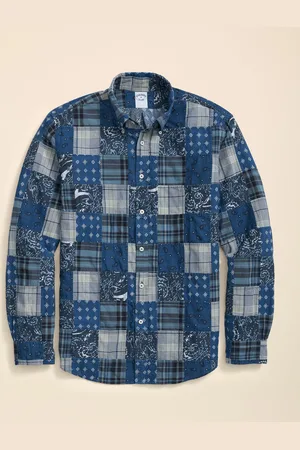 Brooks Brothers Camisa De Corte Regular De Madras De Algodón Patchwork Con Cuello Button-down - Hombre Camisetas Deportivas Xxl