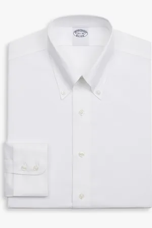 Brooks Brothers Camisa De Vestir Blanca De Corte Regular Non-iron En Sarga De Algodón Supima Elástico Con Cuello Button Down - Hombre Camisas De Vestir 18