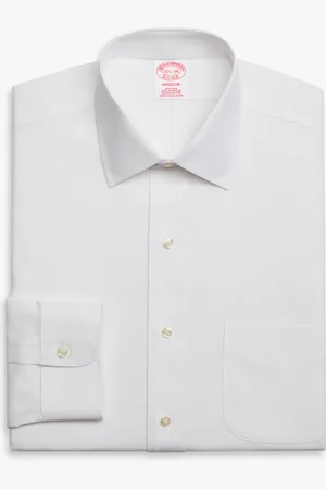 Brooks Brothers Camisa De Vestir Blanca De Corte Regular Non-iron En Algodón Elástico Con Cuello Ainsley - Hombre Camisas De Vestir 18