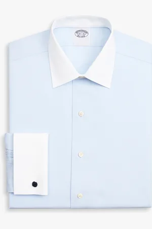 Brooks Brothers Camisa De Vestir Azul Claro Corte Slim Non-iron De Pinpoint Oxford De Algodón Supima Elástico Con Cuello Ainsley - Hombre Camisas De Vestir 16
