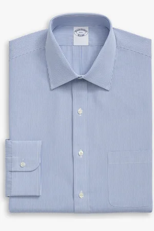 Brooks Brothers Camisa De Algodón A Rayas Azules Non-iron Corte Regular Con Cuello Ainsley - Hombre Camisas De Vestir 16