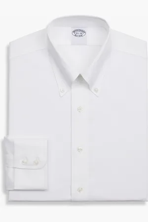 Brooks Brothers Camisa De Vestir Blanca De Corte Slim Non-iron En Sarga De Algodón Supima Elástico Con Cuello Button Down - Hombre Camisas De Vestir 17