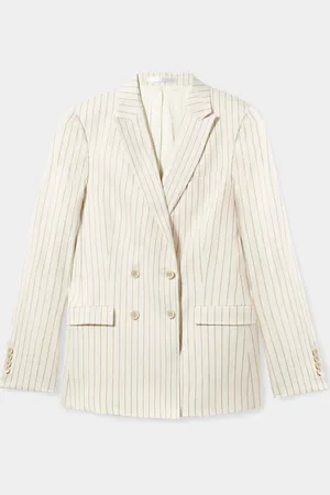Brooks Brothers Blazer De Lino Con Rayas De Doble Botonadura - Mujer Chaquetas Xxs