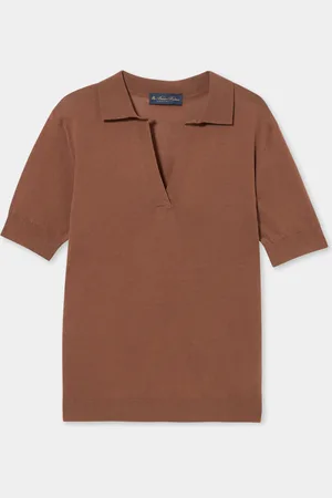 Brooks Brothers Polo De Punto De Mezcla De Seda Con Cuello Johnny - Mujer Tops Y Polos Xs