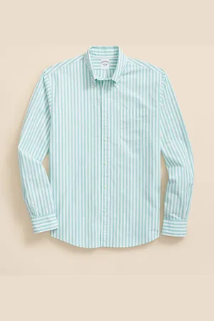Brooks Brothers Camisa De Corte Regular A Rayas De Popelín Con Cuello Button-down - Hombre Camisetas Deportivas M
