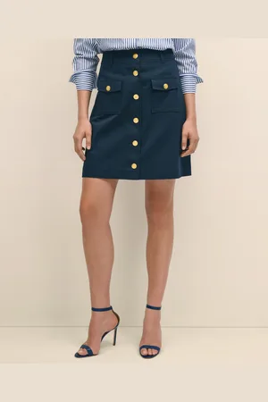 Brooks Brothers Falda De Faille De Algodón Con Botones Dorados - Mujer Vestidos Y Faldas 0