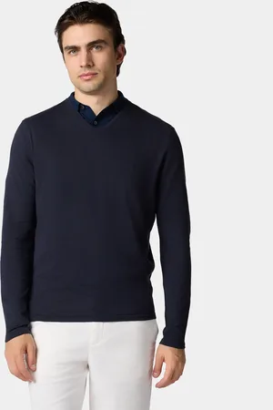 Brooks Brothers Suéter De Cuello En V De Algodón Y Lino Orgánico - Hombre Prendas De Punto Xs