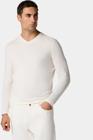 Brooks Brothers Suéter De Cuello En V De Algodón Y Lino Orgánico - Hombre Prendas De Punto Xs