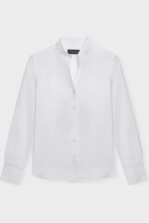 Brooks Brothers Camisa De Lino Con Cuello De Pie De Corte Slim - Mujer Camisas Xs