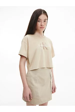 Calvin Klein Mujer Cropped - Camiseta cropped con monograma