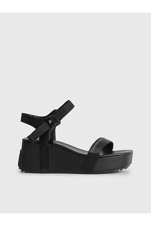 Calvin Klein Mujer Sandalias - Sandalias de cuña con plataforma de satén reciclado