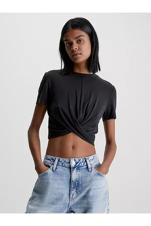 Calvin Klein Mujer Cropped - Camiseta cropped con twist