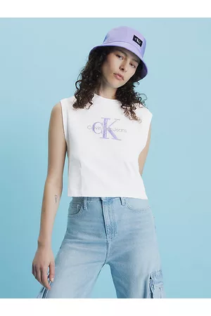 Calvin Klein Mujer Sin mangas - Camiseta holgada de tirantes con monograma