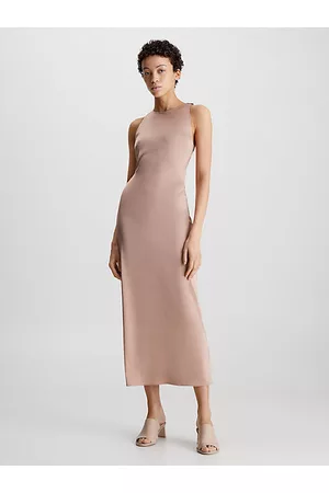 Calvin Klein Mujer Midi - Vestido midi slim con espalda twist