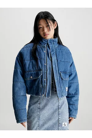 Calvin Klein Mujer Vaqueras - Chaqueta de plumas denim cropped