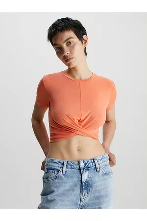 Calvin Klein Mujer Cropped - Camiseta cropped con twist