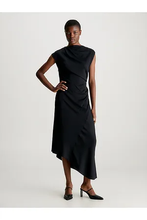 Vestido Midi Estampado Con Cuello Alto Noir Desigual - Mujer