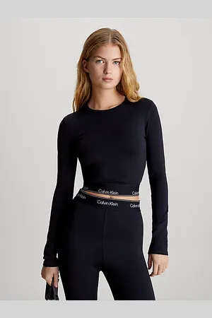 Calvin Klein Camiseta de manga larga cropped para el gimnasio