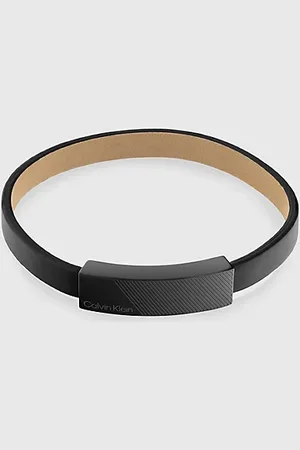 Calvin Klein Pulsera de piel con placa con logo