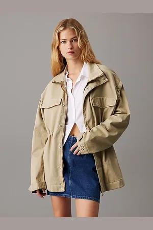 Calvin Klein Chaqueta unisex 2 en 1 de sarga de algodón