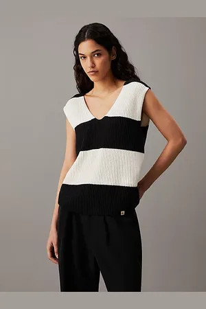 Calvin Klein Chaleco grueso de canalé de algodón