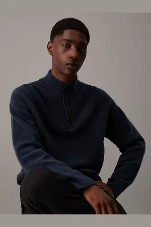 Calvin Klein Jersey con cuello abotonado de merino