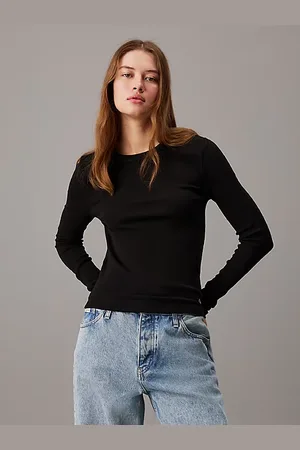 Calvin Klein Top de manga larga slim de canalé