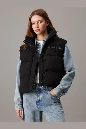 Calvin Klein Chaleco de plumas de chenilla con logo