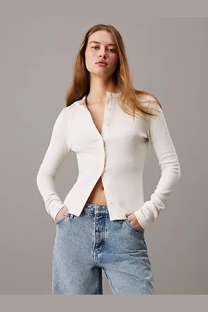 Calvin Klein Cárdigan slim de canalé de algodón