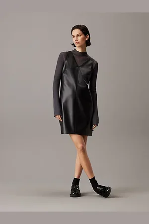 Calvin Klein Vestido sin mangas de piel sintética