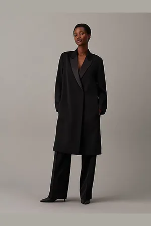 Calvin Klein Abrigo esmoquin holgado de sarga de lana