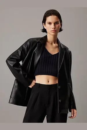 Calvin Klein Blazer holgado de piel sintética