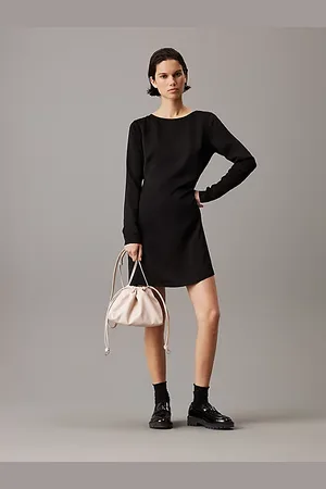 Calvin Klein Vestido corto de satén de jacquard con logo