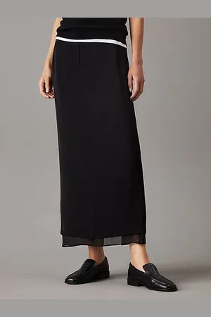Calvin Klein Falda tobillera con panelado transparente