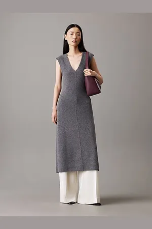 Calvin Klein Vestido midi de lana suave