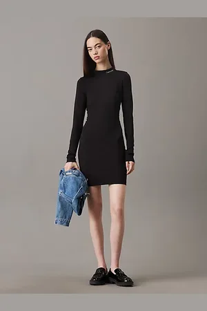 Calvin Klein Vestido de manga larga de punto milano