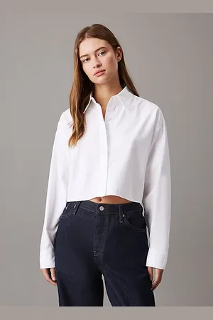 Calvin Klein Camisa Cropped de algodón Oxford