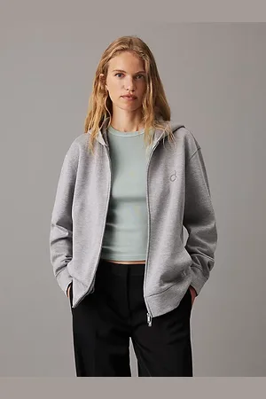 Calvin Klein Sudadera holgada de viscosa con capucha y cremallera