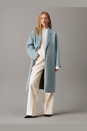 Calvin Klein Abrigo cruzado holgado de lana