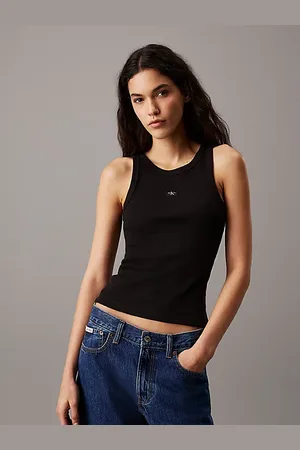 Calvin Klein Camiseta slim de tirantes de canalé de algodón