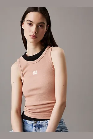 Calvin Klein Camiseta slim de tirantes de canalé de algodón