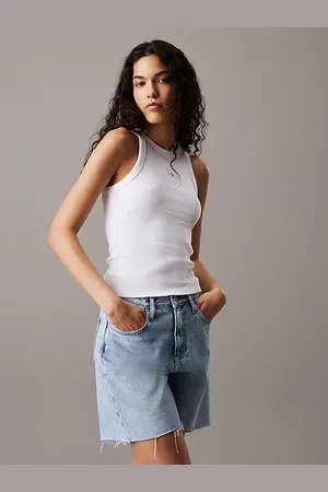 Calvin Klein Camiseta slim de tirantes de canalé de algodón